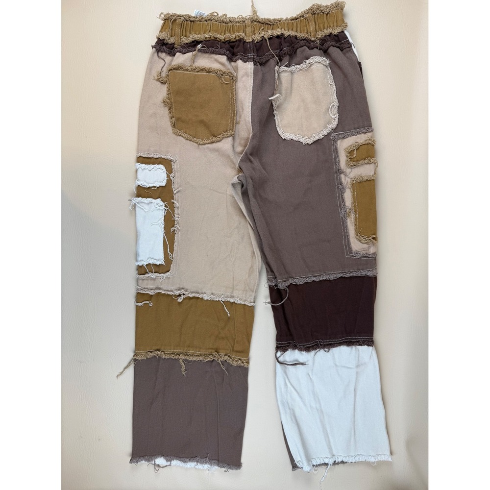 Streetwear Patchwork Distressed Pants Earthy Colorblock Size 32 Unbranded - Picture 4 of 7